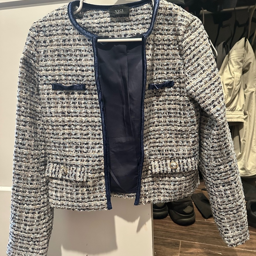 Vici Women's Navy Tweed Blazer